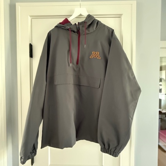 Men MN Minnesota Gophers Gray Pullover Embroidered Logo 1/4 Zip Lightweight Hood - Picture 1 of 10